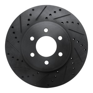Dodge Durango Brake Rotor (1) - Front Left - R1 Concepts - Drilled & Slotted - Black - 2003